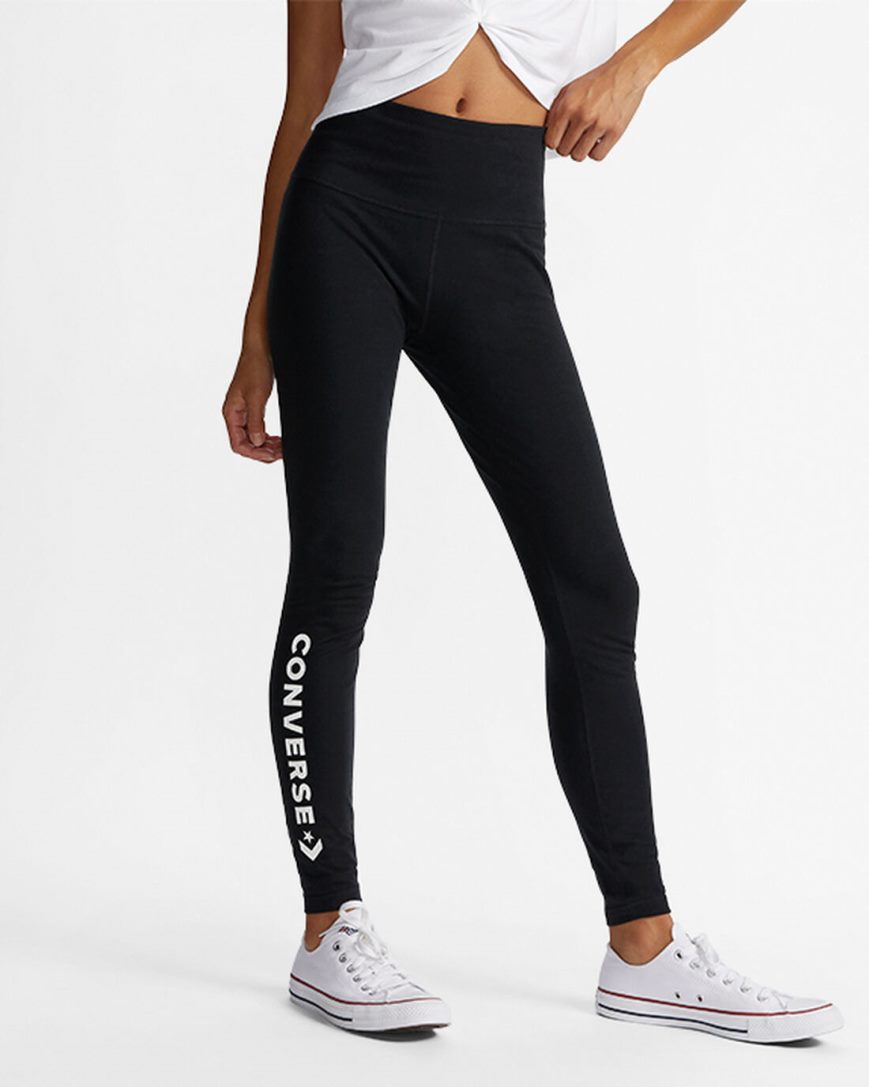 Women\'s Converse Wordmark Leggings Black | AU 651E3Y